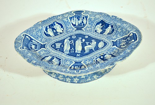 Inventory:  Spode Factory, Regency Spode Neo-classical Greek Pattern Blue Tazza, 1810, $850