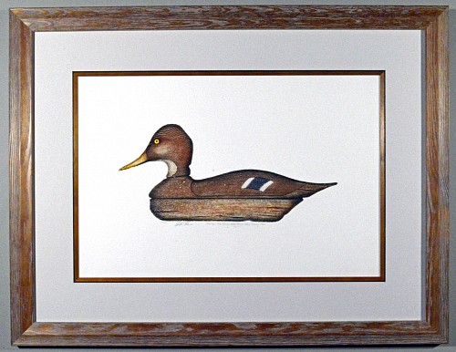 Inventory:  Arthur Nevin, Duck Decoy Print By Arthur Nevin- Mallard Hen Decoy, Bay Head, New Jersey, 1970s, $700