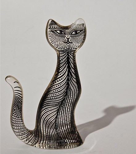 Inventory:  Abraham Polatnik, Abraham Palatnik Lucite Cat, 1970s, $135