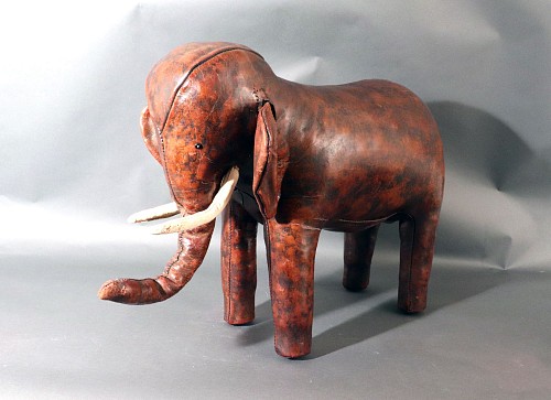 Inventory: Dmitri Omersa, Vintage Dmitri Omersa Leather Elephant Stool, 1960s, SOLD •