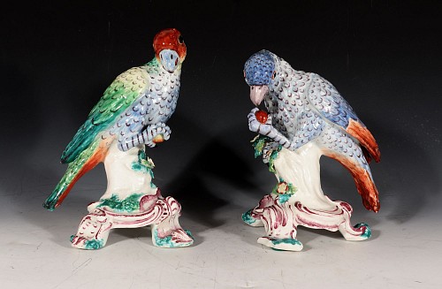 Inventory:  Bow Factory, Rare 18th-century Bow Porcelain Figures of South American Parrots, 1758-62, SOLD •