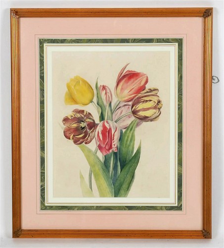 Inventory:  Print, British Botanical Watercolor of Tulips, 19th Century, $2,500