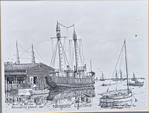 Inventory:  Print, Steamboat Wharf, Nantucket Lightship 1977
Lithograph by Kurt W. Kellar, 1985