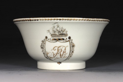 Inventory:  Chinese Export Porcelain, Chinese Export Armorial Porcelain Bowl, Arms of French, 1785, $650