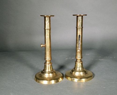 Inventory:  Brass, Late 18th Century English Brass Side-eject Candlesticks, 1800, $775