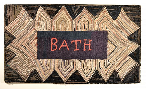 Folk Art American Hooked Rug- BATH (Bath, Maine), 1920s $5,500