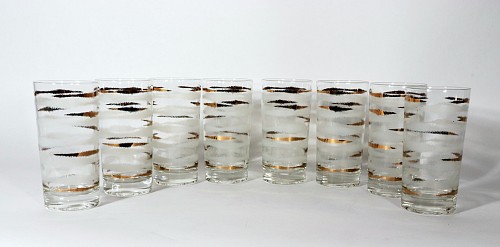 Inventory:  Vintage, Mid-Century Modern Fred Press Vintage Glasses-Set of Eight, 1950s-60s, $250