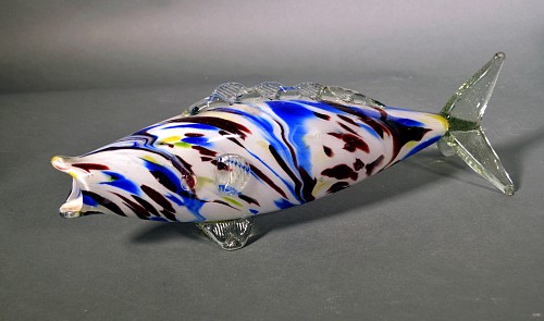 Inventory:  Murano Glass, Murano Glass End of Day Fish Sculpture, 1960's, $150