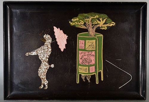 Inventory:  Courac, French Poodle Couroc Tray, 1960s, $175