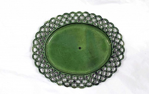 Inventory:  Pearlware, English Pottery Green Glazed Openwork Dish, Late 18th Century, $950