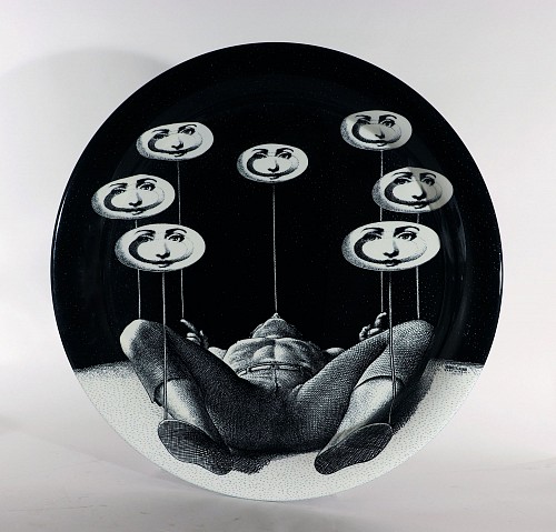 Inventory:  Mid-century Modern, Fornasetti Tray-Juggler with Spinning Plates, Atelier Fornasetti, 2017, $1,650