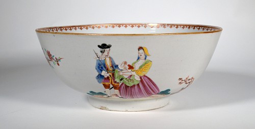 Search:  Chinese Export Porcelain, Chinese Export Porcelain Sailor's Farewell & Return Punch Bowl, 1765-75, $4,000