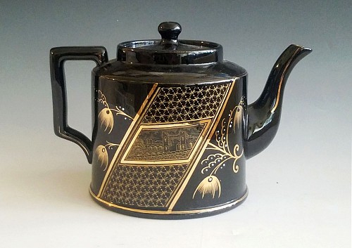 Inventory:  Dudson Factory, Aesthetic Movement Pottery BlackTeapot & Cover, Attributed to Dudson, Circa 1885, $750