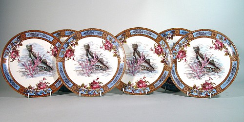 Inventory:  Wood & Hulme, Garfield Pottery, Antique English Earthenware Plates Decorated with Fish, Wood & Hulme, Garfield Pottery, Circa 1884, $950