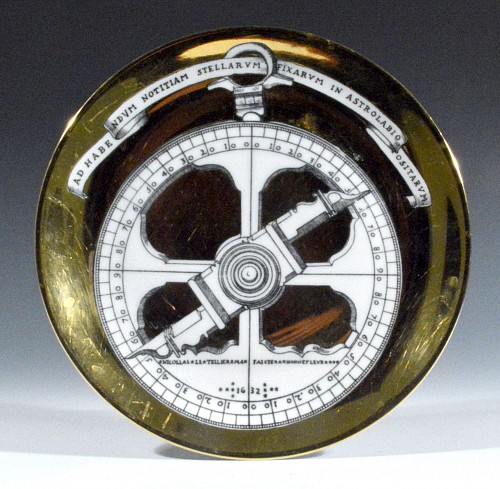 Inventory:  Piero Fornasetti, Vintage Piero Fornasetti Porcelain Astrolabe Plate, #7 in Series, 1960's, $450
