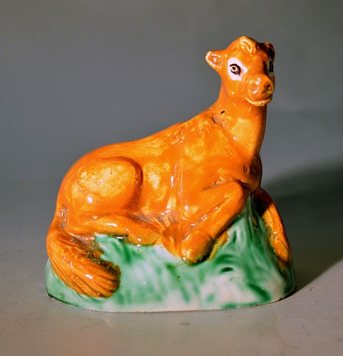 Search:  Creamware Pottery, Antique English Creamware Pottery Figure of a Seated Foal, 1780-1800, $1,250
