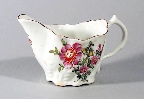 Inventory:  Lowerstoft, English Porcelain Lowestoft Chelsea Ewer Creamboat, Circa 1770, $2,200