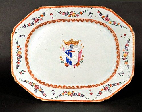 Inventory:  Chinese Export Porcelain, Chinese Export Italian Large Armorial Porcelain Dish, The Coat-of-Arms of the Marchesi di Sorbello, Circa 1780, SOLD •