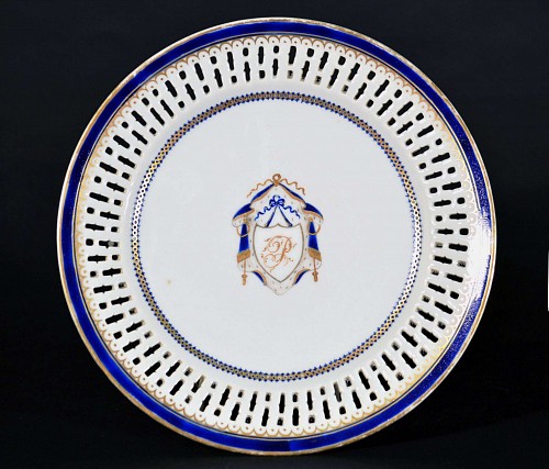 Chinese Export Porcelain Chinese Export Porcelain Openwork Plate with Initial  ""P"", Circa 1790-1800 SOLD •