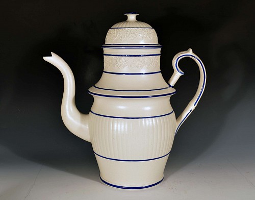Inventory:  Pearlware, Castleford-type Coffee Pot & Cover, Circa 1820, $1,500