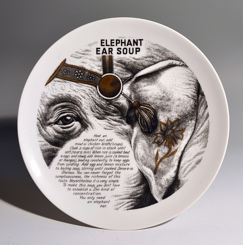 Piero Fornasetti Piero Fornasetti Fleming Joffe Porcelain Plate- Elephant Ear Soup, 1960s $600