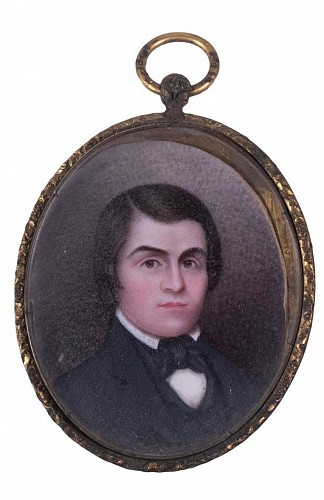 Search:  Portrait Miniature, American Portrait Miniature of Young Man, Early 19th century, $1,850