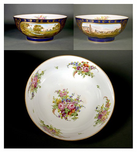 Inventory:  Edme Samson et Cie, Paris,, Edme Samson et Cie, Paris Porcelain Mazarine Blue-Ground Punch Bowl, 19th C, $1,800