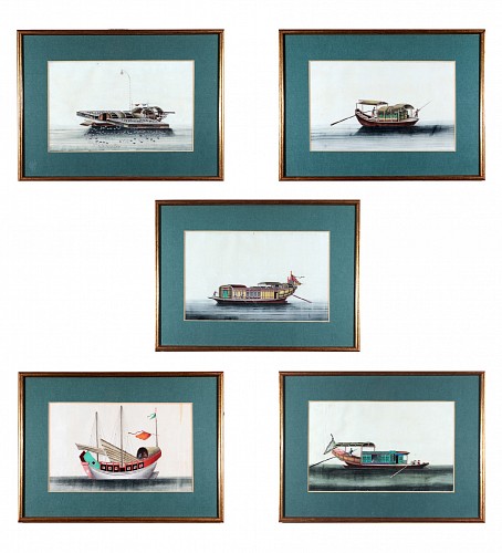 Inventory:  China Trade, China Trade Watercolor Pictures of Junks & Sampans, 1850, $5,000