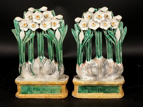 Inventory:  Chinese Porcelain, Chinese Pottery Sancai-glazed Flowering Narcissus Sculpture, Ming Period
