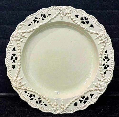 Creamware Pottery English Creamware Openwork Plate, 1785 $250