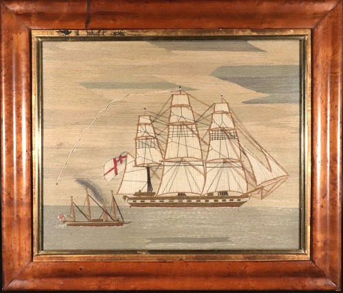 Inventory:  Sailor's Woolwork, British Sailor's Woolwork of Two Ships Under Way., 1870-75, $3,900