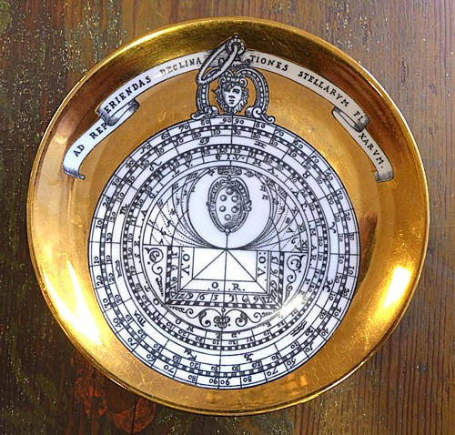 Inventory:  Piero Fornasetti, Vintage Piero Fornasetti Astrolabe Porcelain Plate, #8 in Astrolabio Series, Early 1970's, $400