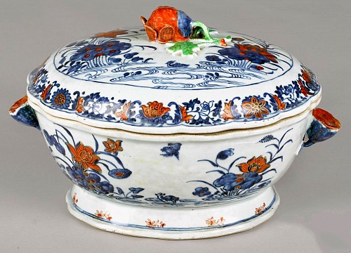Inventory:  Chinese Export Porcelain, Chinese Export Porcelain Imari Soup Tureen and Cover, 1770, $5,000