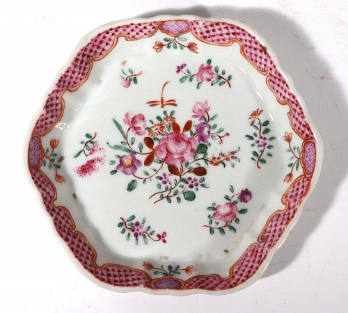 Inventory:  Chinese Export Porcelain, Chinese Export Porcelain Famille Rose Botanical Teapot Stand, 1775, $450