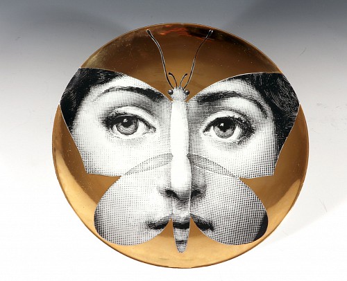 Inventory:  Piero Fornasetti, Fornasetti Themes & Variations Gold Plate, Tema E Variazioni, Pattern Number 96, Barnaba Fornasetti, 1990s, $650