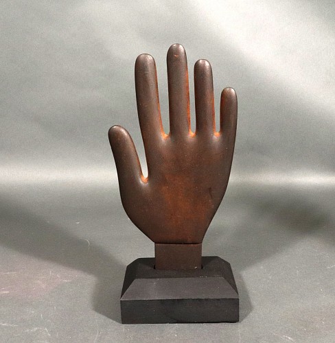 Folk Art 19th Century Folk Art Wooden Hand Glove Stretcher, 1880-1900 SOLD •