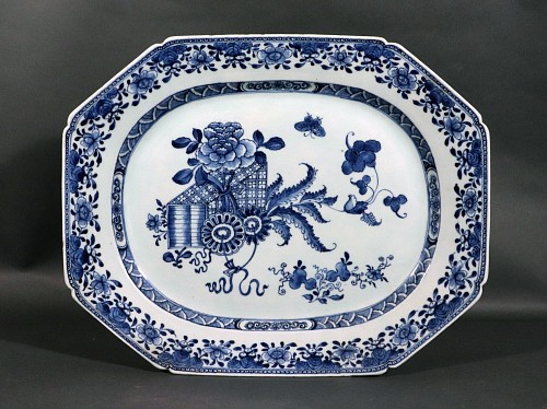 Inventory:  Chinese Export Porcelain, Chinese Export Large Underglaze Blue & White Porcelain Dish, 1770, $1,850