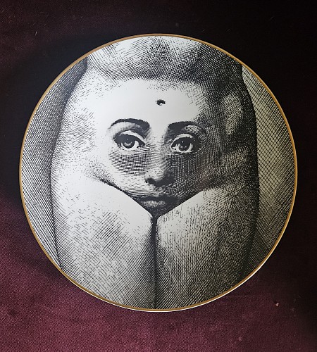 Inventory:  Piero Fornasetti, Piero Fornasetti Rosenthal Porcelain Themes And Variations Plate, Motiv Number 19, The Baubo, 1980s, $795