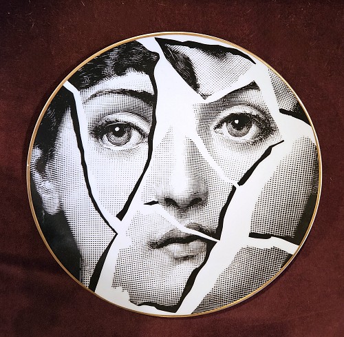 Piero Fornasetti Rosenthal Porcelain Surreal Themes & Variations Plate For Piero Fornasetti, Cracked Ice Design, Motiv 23, 1980s $795