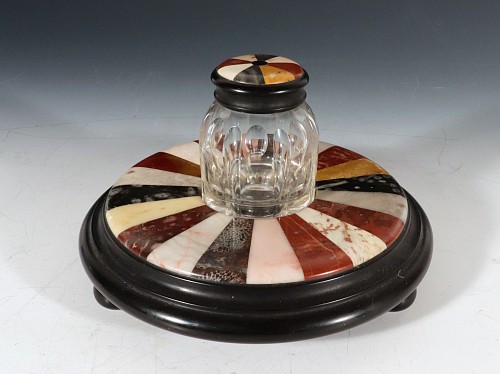 Search: Antique Italian Grand Tour Specimen Marble Inkwell and Base, Mid-19th Century, $1,900