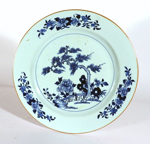 Inventory:  Chinese Export Porcelain, Chinese Export Porcelain Underglaze Blue Dish with Garden, 1775, $1,500