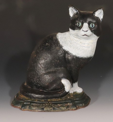 Inventory:  Folk Art, American Folk Art Door Stop in the Form of a Sitting Cat, Early 20th Century, $550