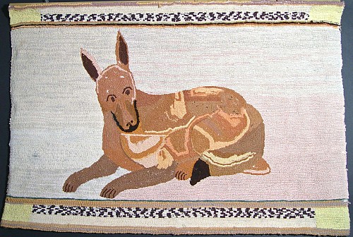 Inventory:  Folk Art, American Folk Art Hooked Rug decorated with a Dog, 1890-1920, $700