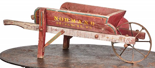 Antique Child's Red Wheelbarrow, 19th Century SOLD •