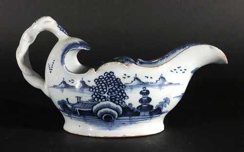 British Delftware English Delftware Blue & White Sauce Boat, London, 1790 $3,500