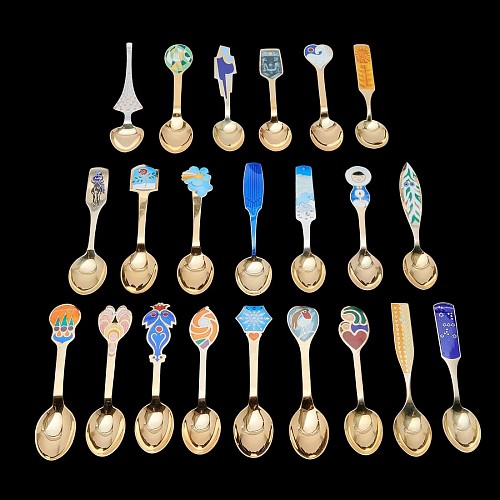 Inventory:  Michelsen, Collection of Anton Michelsen Sterling Silver Gilt Christmas Spoons, 1960-1981