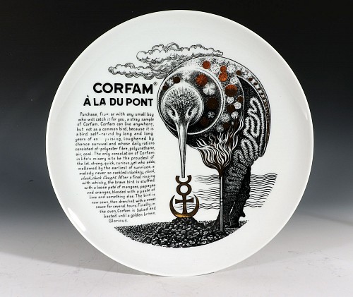 Piero Fornasetti Piero Fornasetti Porcelain Cook Pattern Plate, Corfam a La Du Pont, Made for Fleming Joffe, 1968-74 $600