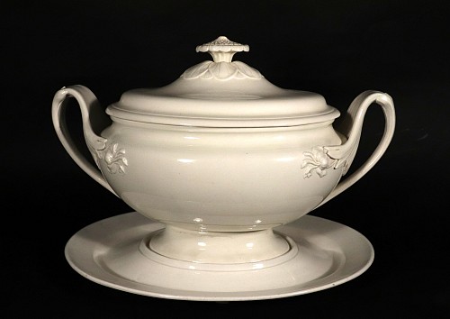 Inventory:  Creamware Pottery, 18th-century Wedgwood Creamware Tureen, Cover & Stand, 1790-1800, $3,500