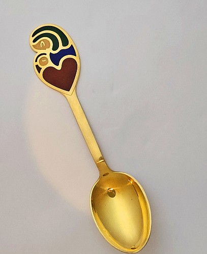 Inventory:  Michelsen, Anton Michelsen Sterling Silver Gilt Christmas Spoon for 1968 Designed by The Sculptor and Painter Henry Heerup, 1968, $135