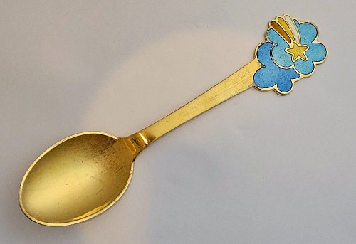 Search:  Michelsen, Anton Michelsen Sterling Silver Gilt Christmas Spoon for 1975, Per Arnoldi Designer, 1975, $135